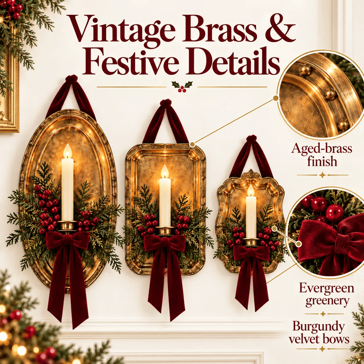 Heritage Glow Christmas Wall Candle Sconce
