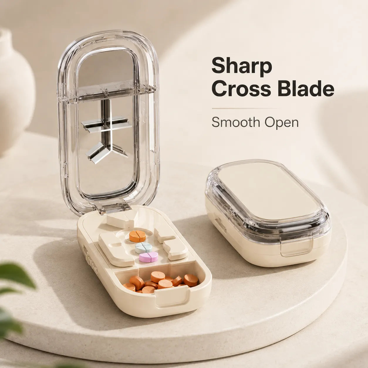 Adjustable Pill Cutter with Storage for Precise Dose Splitting
