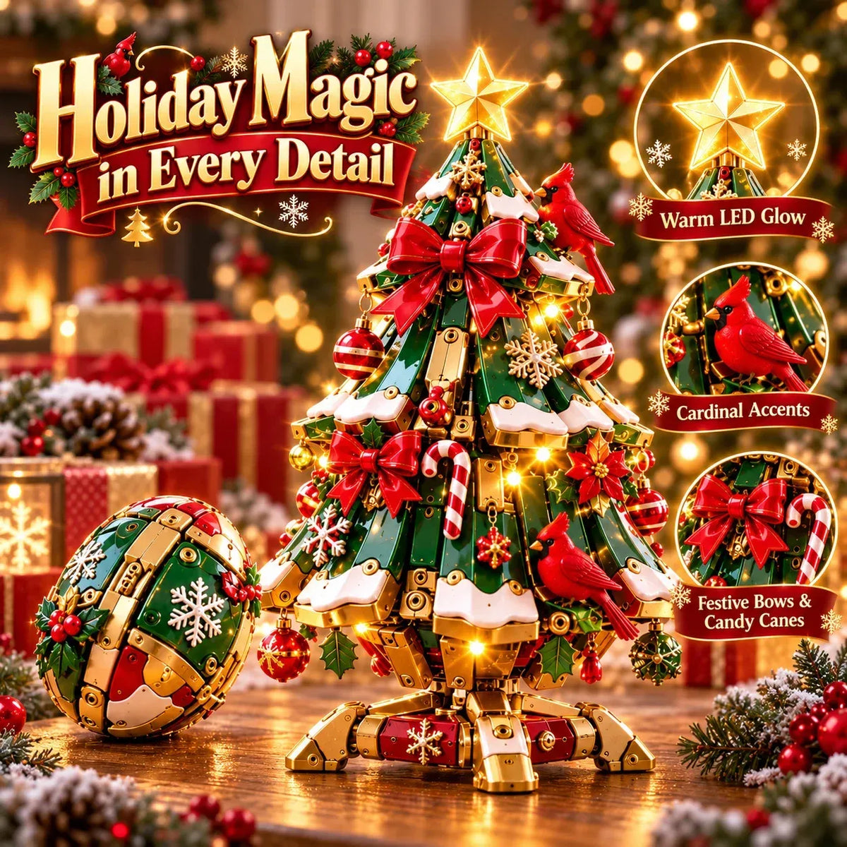🔥 LAST DAY 49% OFF 🔥 Egg-to-Christmas Tree™ Magical Transforming Toy – Cardinal Christmas Tree Holiday Gift 🎄🎁✨
