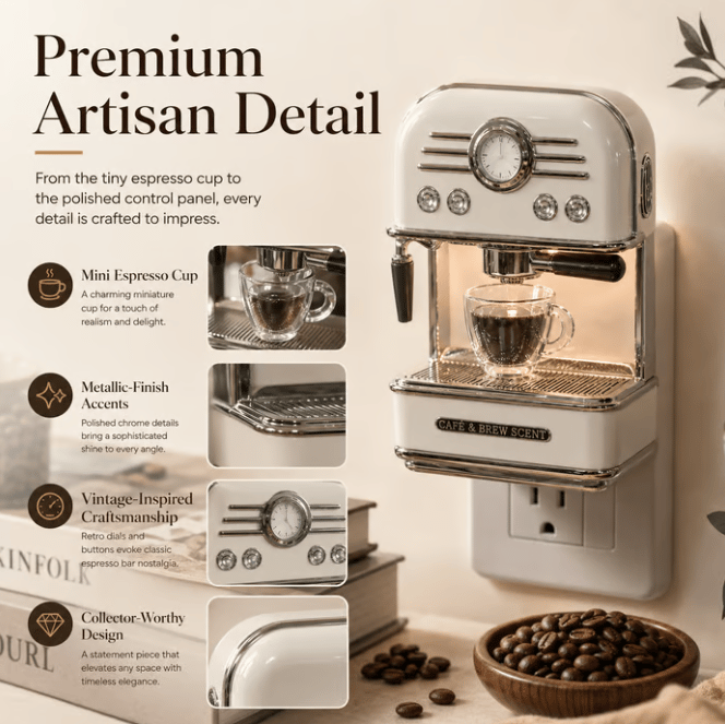 ☕ Retro Espresso Machine Plug-In Diffuser