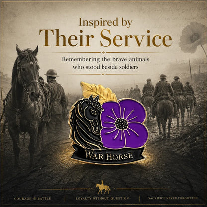 🐴 111th Anniversary War Horse Purple Poppy Remembrance Brooch | Meaningful Memorial Keepsake with Antique-Inspired Details for Veterans, Horse Lovers & History Collectors 💜