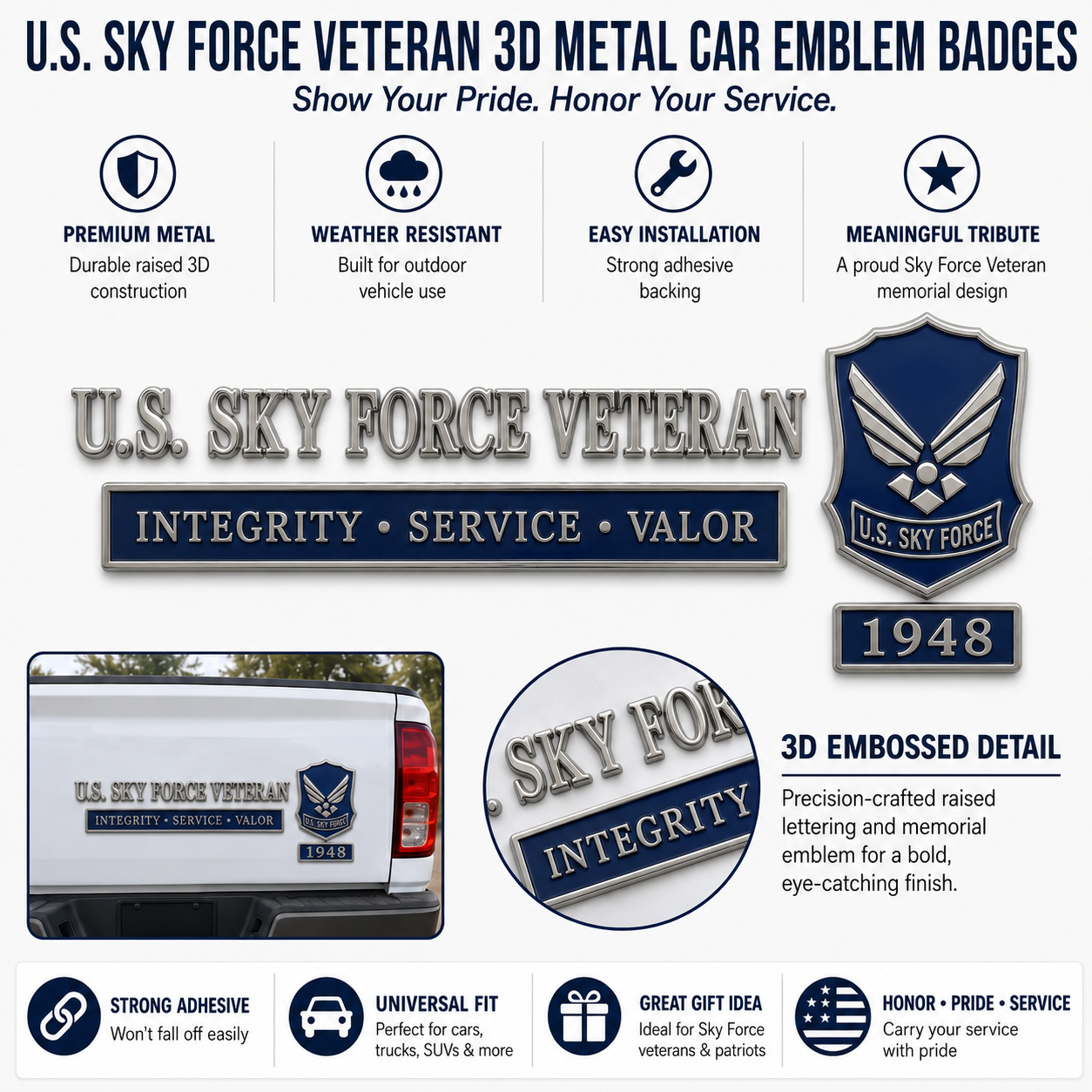🇺🇸 Last Day Promo: 49% OFF -🎖️U.S. Military Veteran Car Emblem Metal Badge Collection