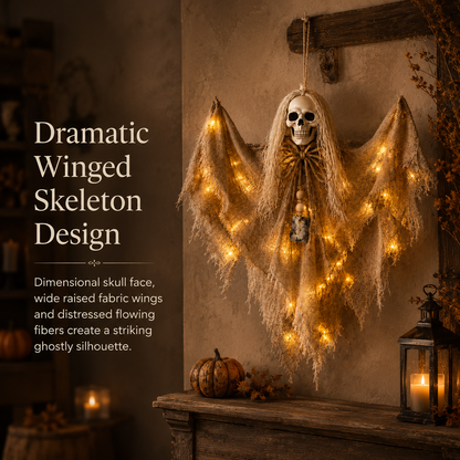 Lighted Winged Skeleton Ghost Halloween Décor