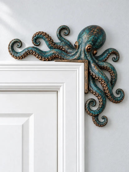 Octopus Door Topper – Coastal Turquoise & Bronze Doorway Décor