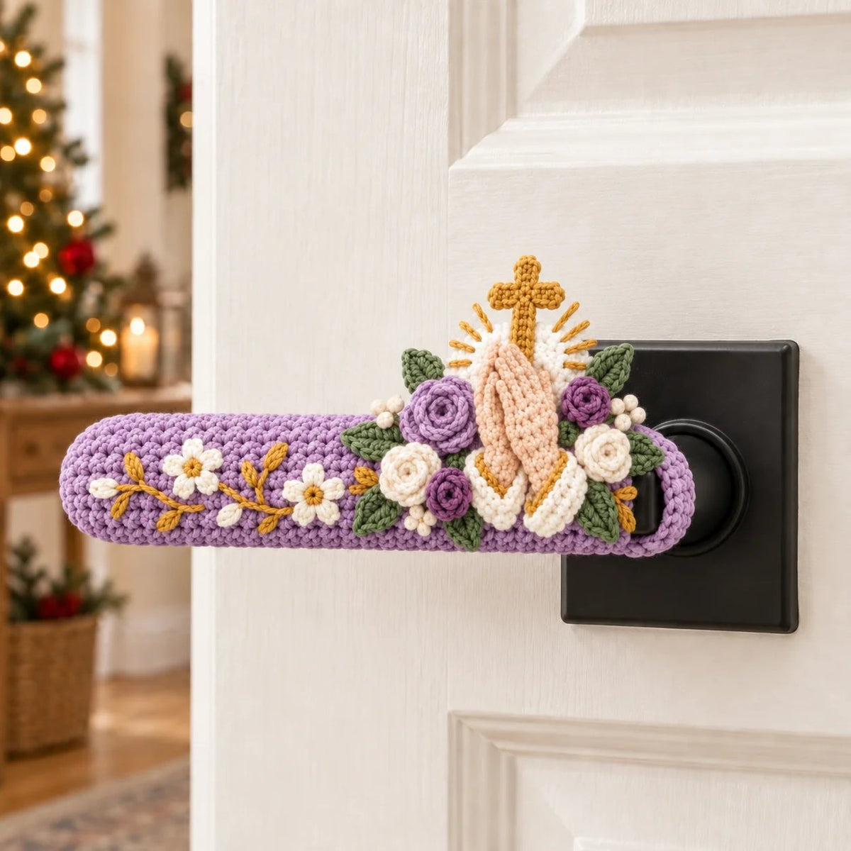 Divine Details: Hand-Crocheted Faith & Blessing Door Handle Covers ✨