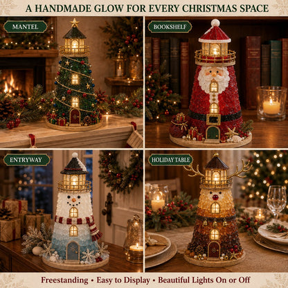 ⏳ Last Day 49% OFF – 🎄Beginner-Friendly DIY Lighted Christmas Character Sea Glass-Style Lighthouse Kit Collection | Complete Kit with Sea Glass-Style Pieces, LED Lights & Step-by-Step Guide Included 💕
