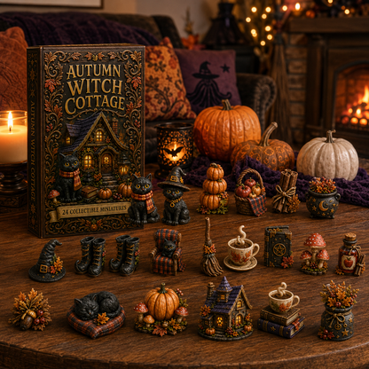 Autumn Witch Cottage Advent Calendar 2026 – 24 Cozy Witchy Miniatures, Black Cat Collectibles & Magical Fall Cottage Surprises