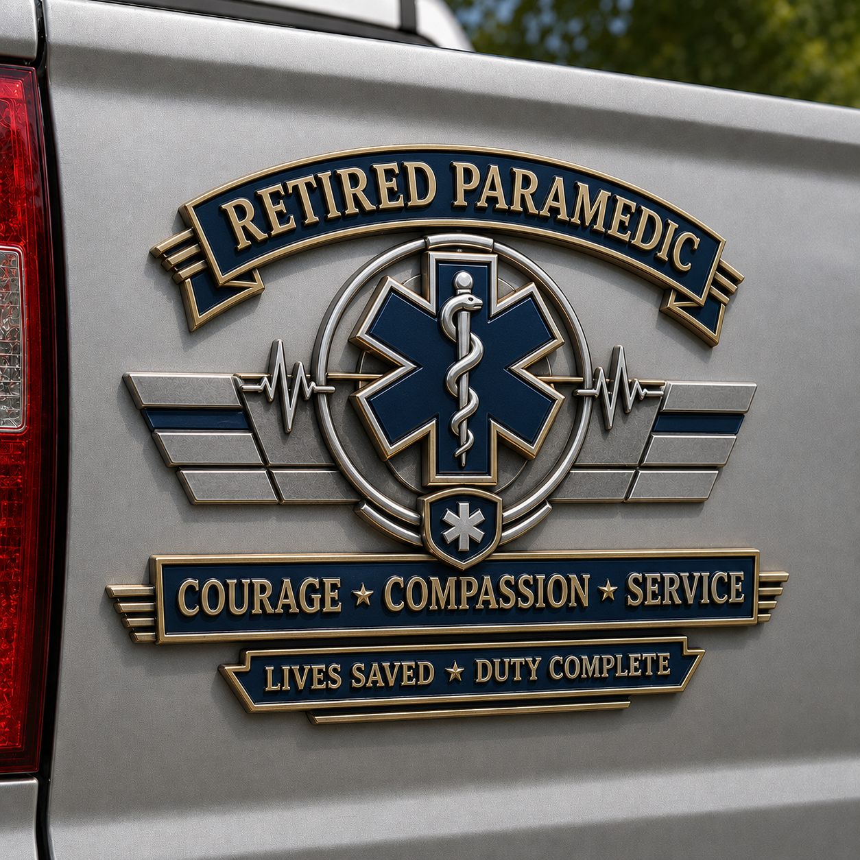 Last Day Promo: 49% OFF – Retired Paramedic Courage Compassion Service Metal Car Emblem
