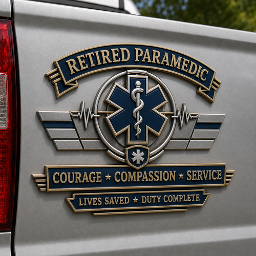 Last Day Promo: 49% OFF – Retired Paramedic Courage Compassion Service Metal Car Emblem