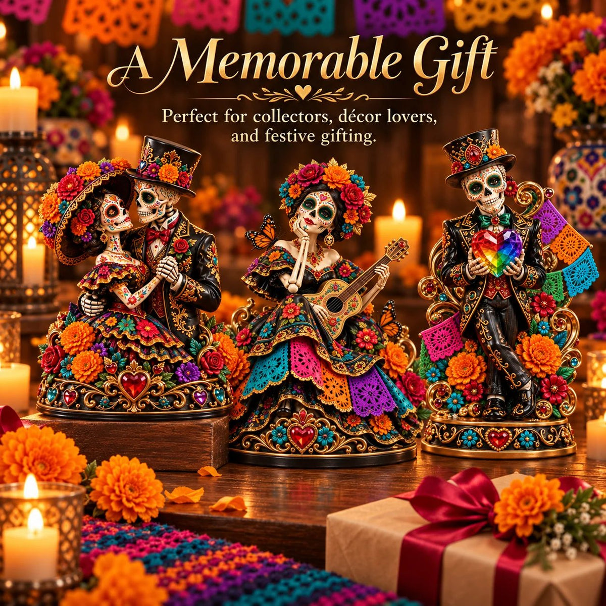 Day of the Dead Catrina Figurines – 3 Colorful Character Styles