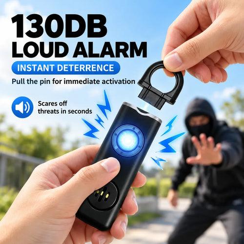 🚨 130dB Personal Safety Alarm 🔦 Rechargeable LED Emergency Alarm Keychain