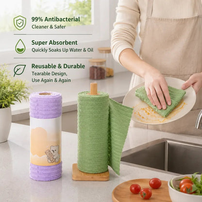 🔥LAST DAY 59% OFF✨Tearable Reusable Plush Cleaning Cloth Roll, Washable Absorbent Household Cleaning Towels 🧻