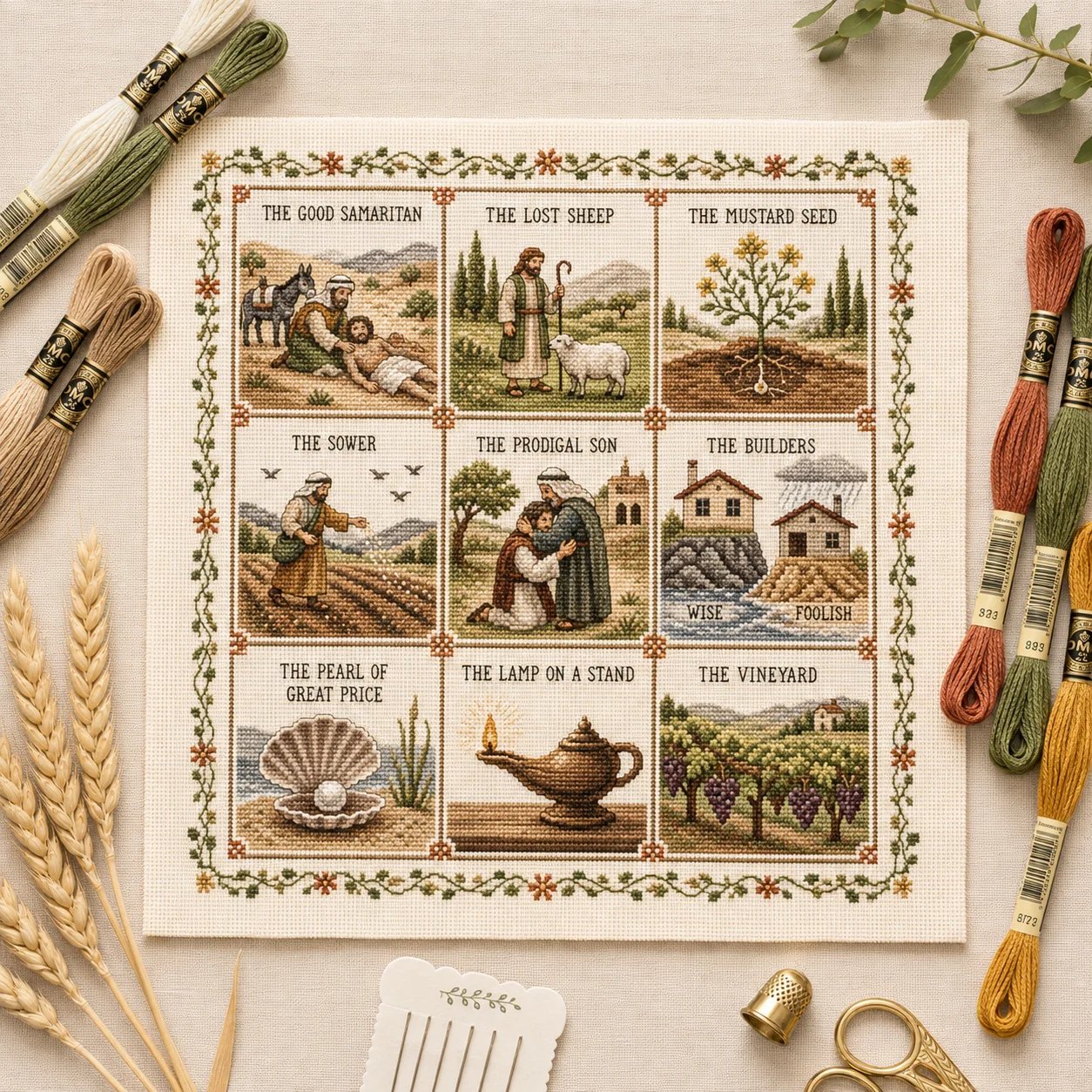 ⏳ Last Day 49% OFF – ✝️ Beginner-Friendly Life of Jesus Bible Story Cross Stitch DIY Kit | 6 Biblical Collections with Fabric, Color-Matched Floss, Needle & Pattern Guide Included 💕