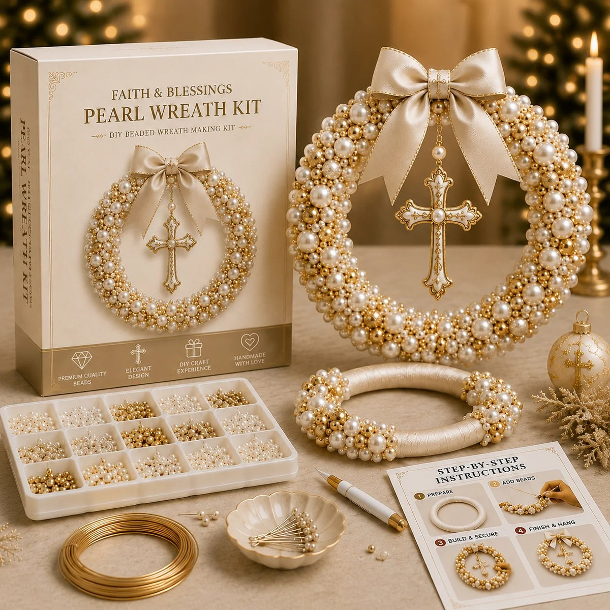 🎄✨ Plymagic DIY Christmas Wreath Pearl Art Kit🎁