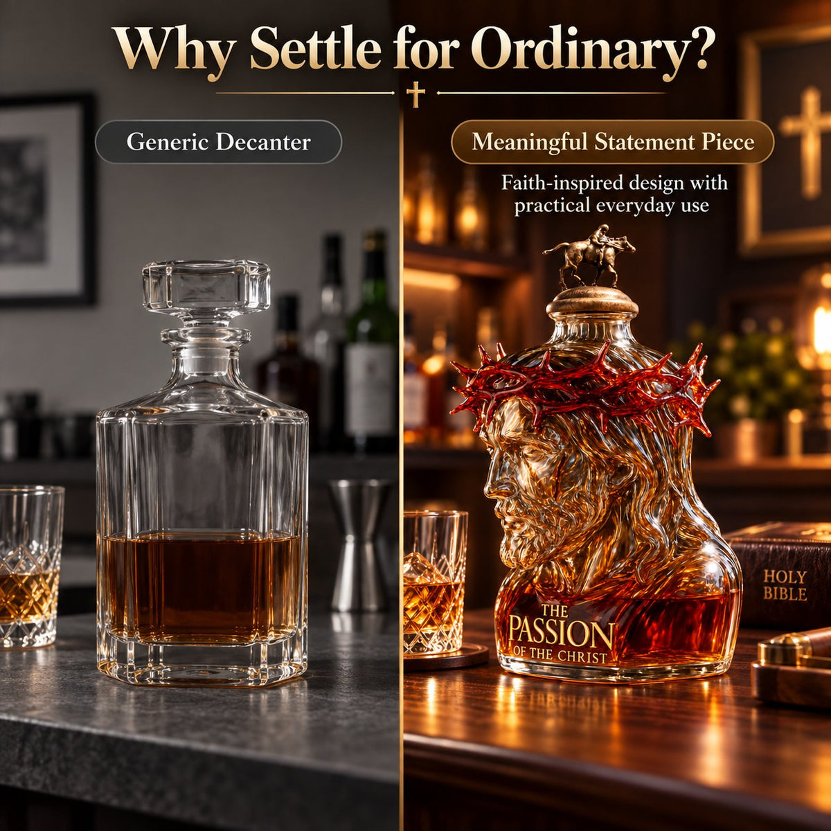 ✝️ Crown of Thorns Sculpted Glass Decanter – Faith Keepsake