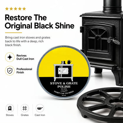 🧼Black Stove & Grate Polish – Cast Iron Restorer for Wood Stoves, Fireplaces & Grates