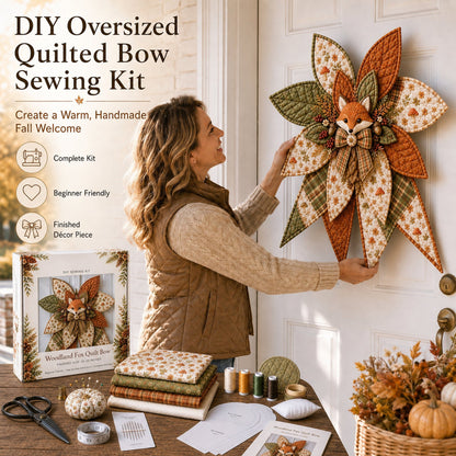 ⏳ Last Day 49% OFF – 🎀 Beginner-Friendly Oversized Quilted Bow Sewing Kit | Coordinated Printed Fabrics, Batting, Pre-Designed Templates & Complete Supplies for a Full 23–25 in 3D Statement Bow ✨
