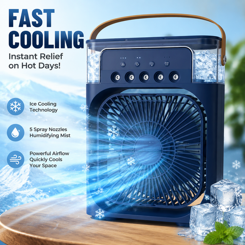 Portable Air Cooler Fan with 5 Spray Misting & 7 Color LED Night Light
