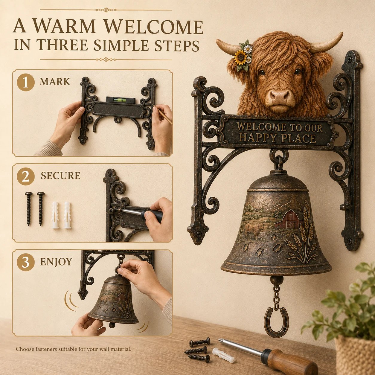 🎉🎅 2026 Christmas Gift 50% Off--🐂Highland Cow Farmhouse Welcome Bell🔔