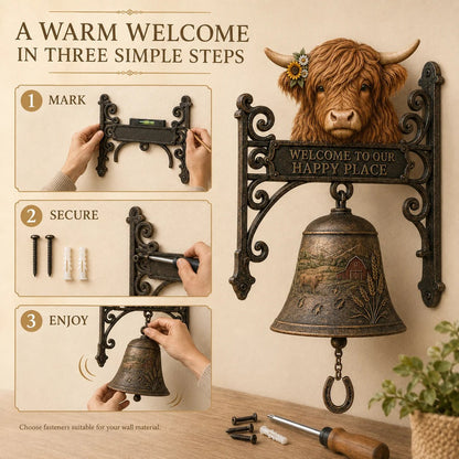 🎉🎅 2026 Christmas Gift 50% Off--🐂Highland Cow Farmhouse Welcome Bell🔔