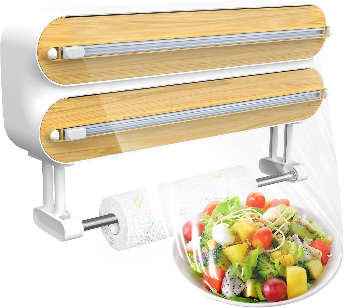 3-in-1 Magnetic Kitchen Wrap Dispenser with Slide Cutters