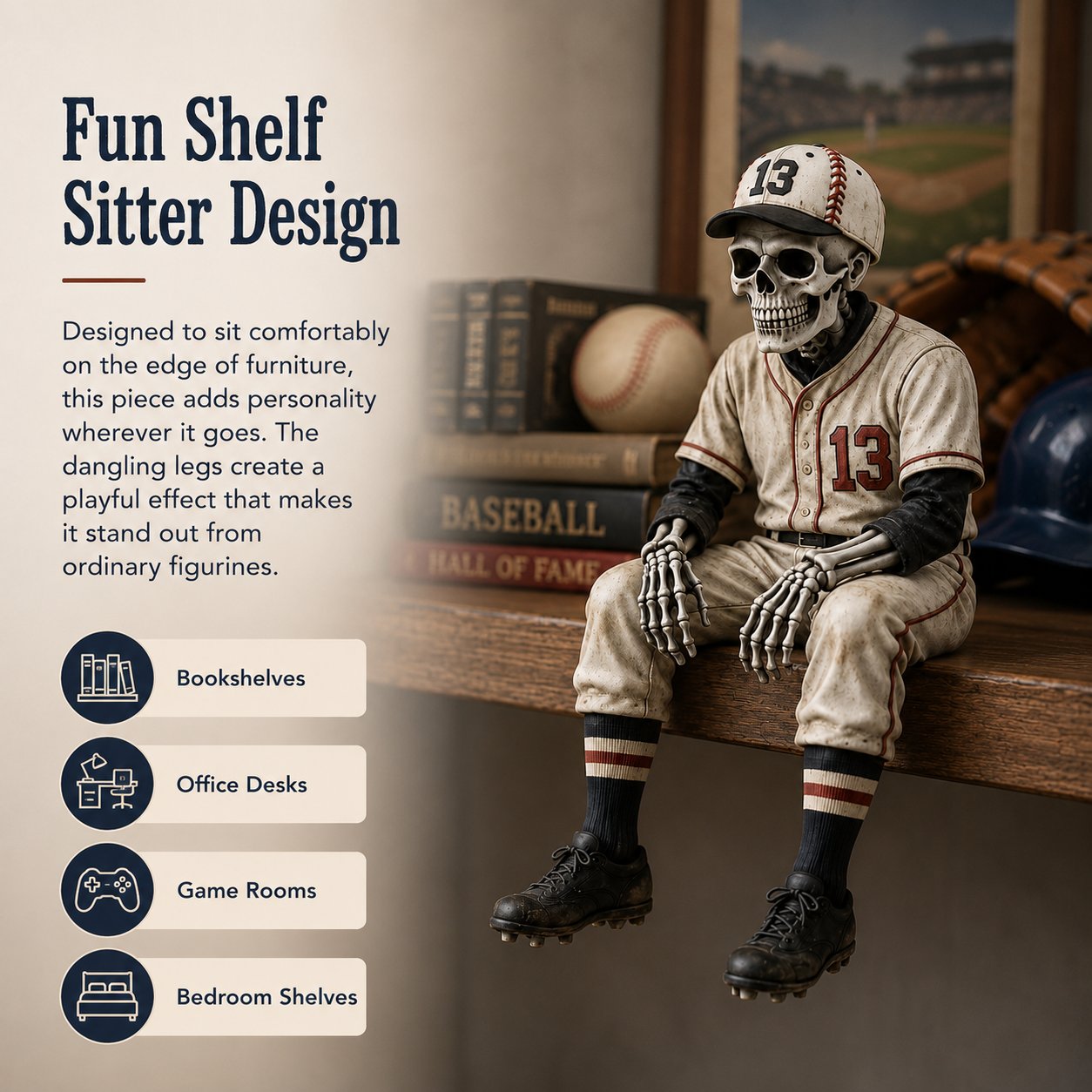 ⭐HOT SALE 49% OFF - ⚾Baseball Skeleton Shelf Sitter – He Stayed in the Game a Little Too Long 💀