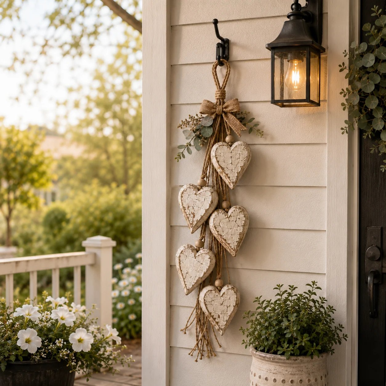 🩵 3D Solid Wood Lighted Hanging Heart Wall Decor – Remote-Controlled Rustic Farmhouse Decoration 🌊🎁BUY 2 FREE SHIPPING