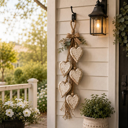 🩵 3D Solid Wood Lighted Hanging Heart Wall Decor – Remote-Controlled Rustic Farmhouse Decoration 🌊🎁BUY 2 FREE SHIPPING