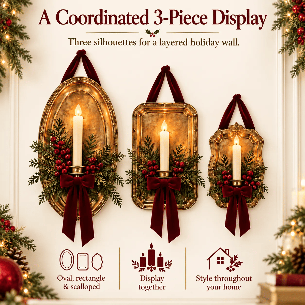 Heritage Glow Christmas Wall Candle Sconce
