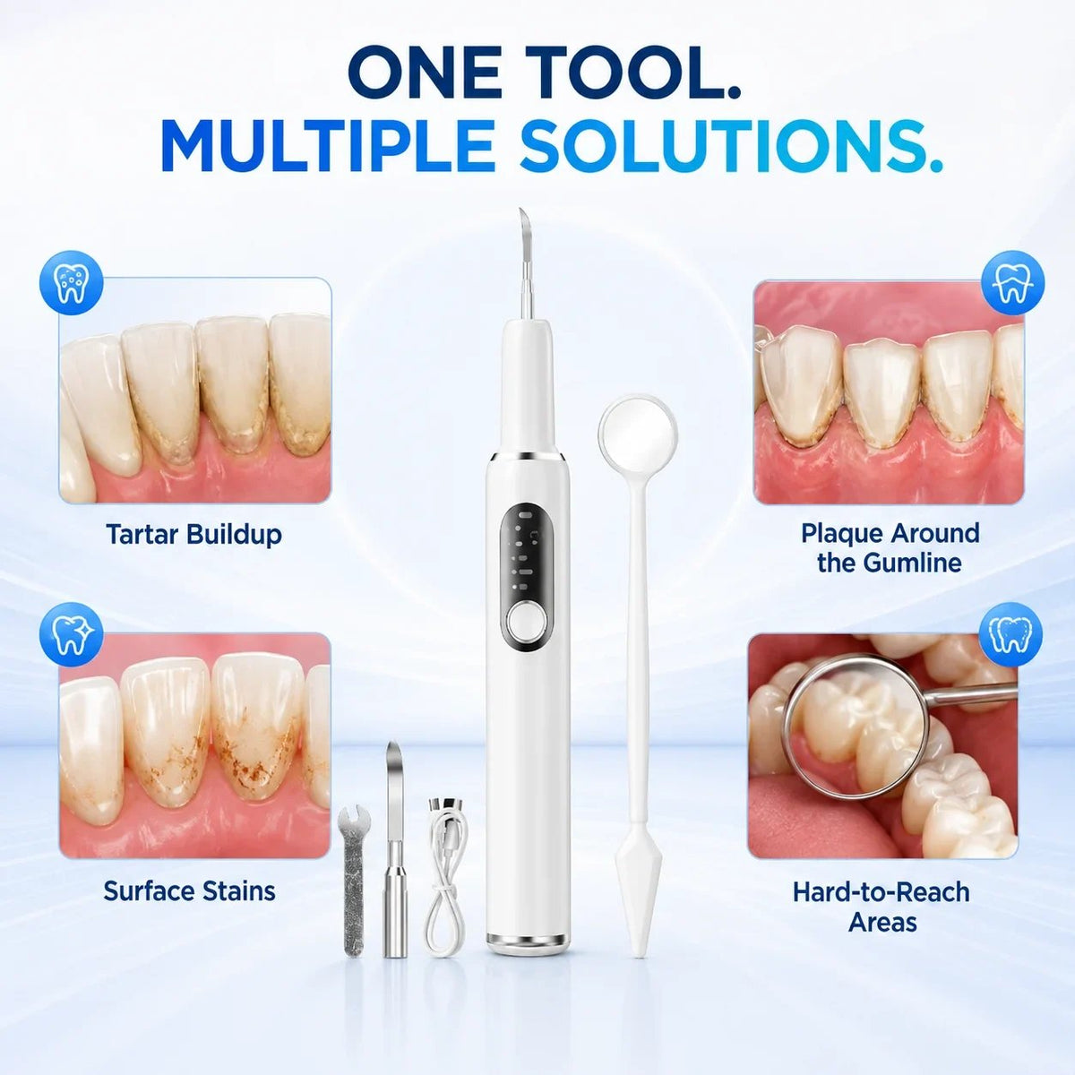 📢📢50% OFF !! ⏰Portable Ultrasonic Teeth Cleaner and Tartar Remover Set