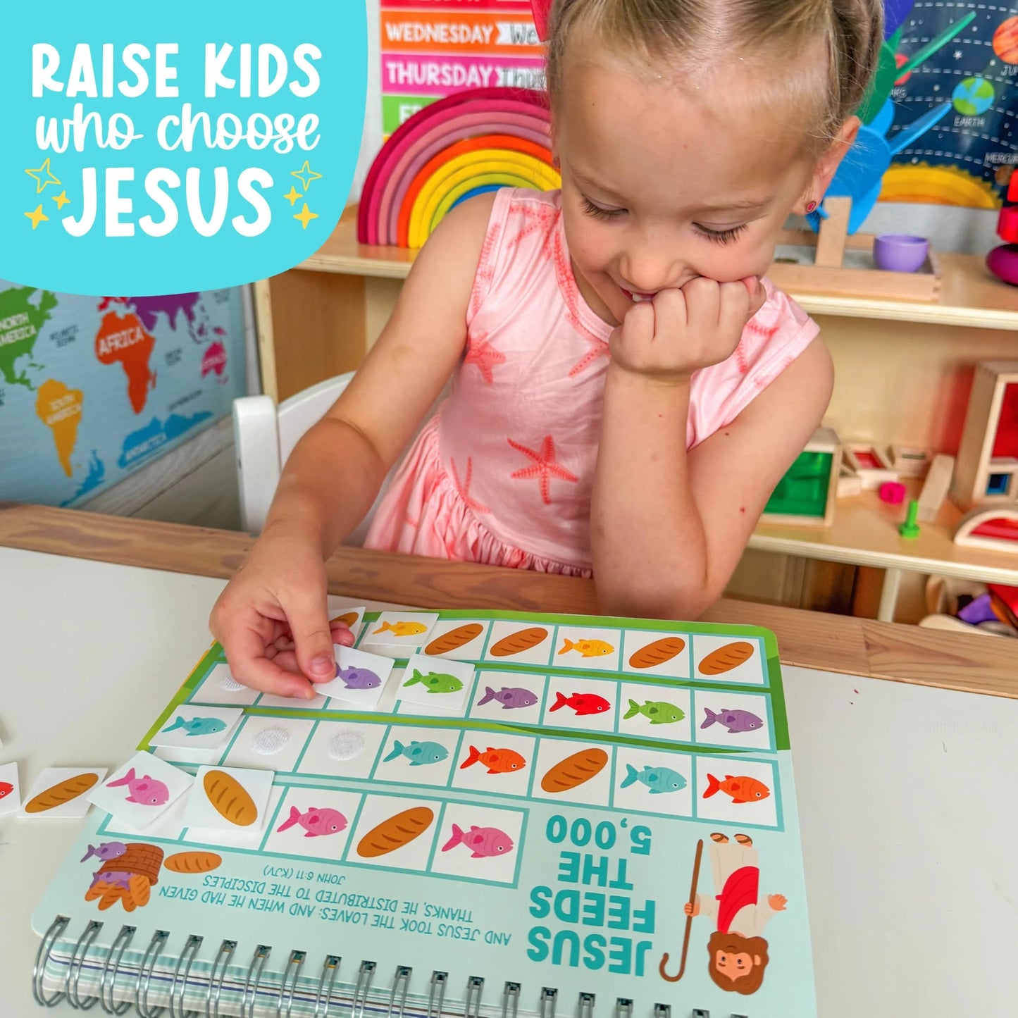 ✝️ Bible Busy Book for Toddlers | Montessori Christian Quiet Book with 152 Velcro Pieces & 15 Faith Activities