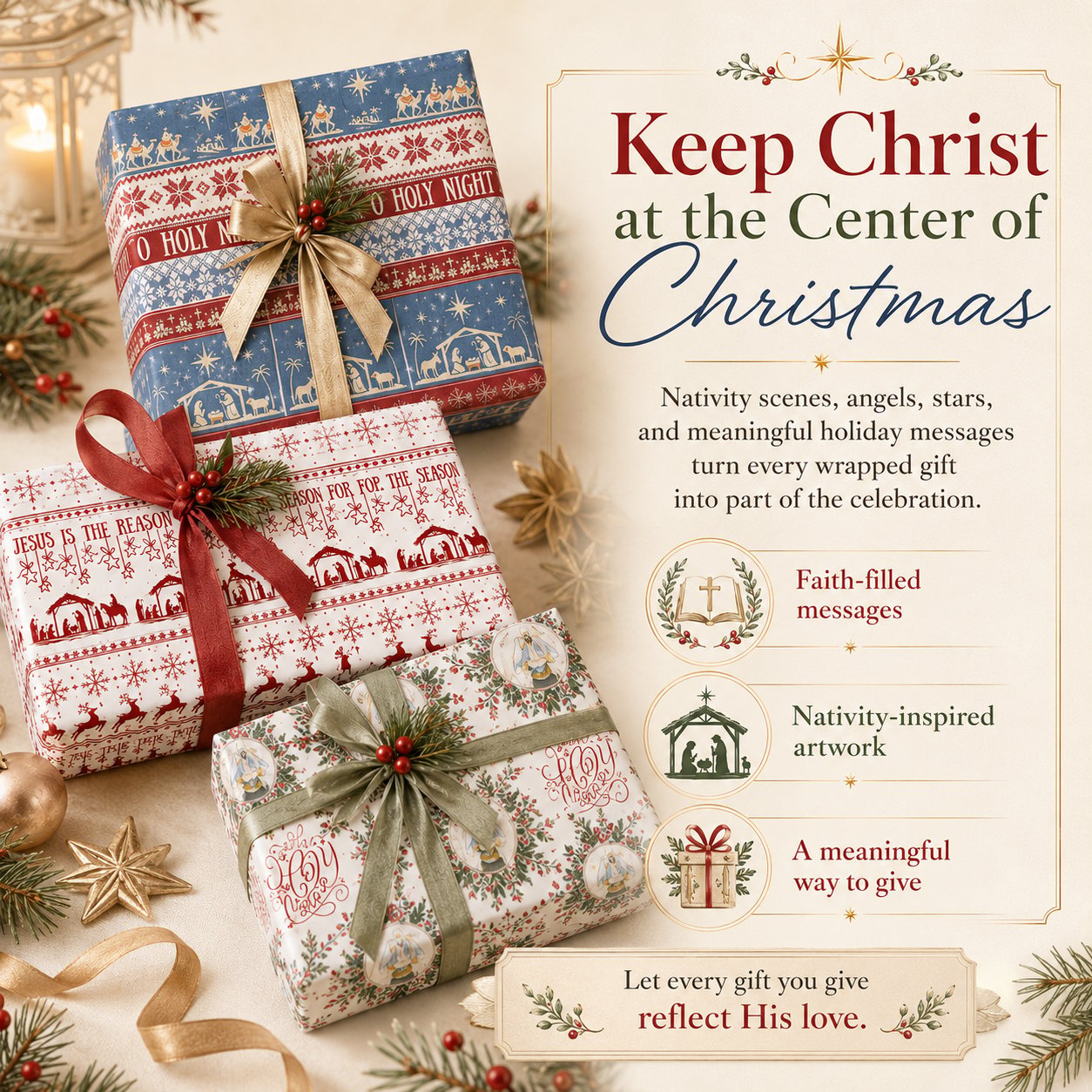 ✝️ Jesus Is The Reason For The Season – Christian Christmas Wrapping Paper 🎄🎁