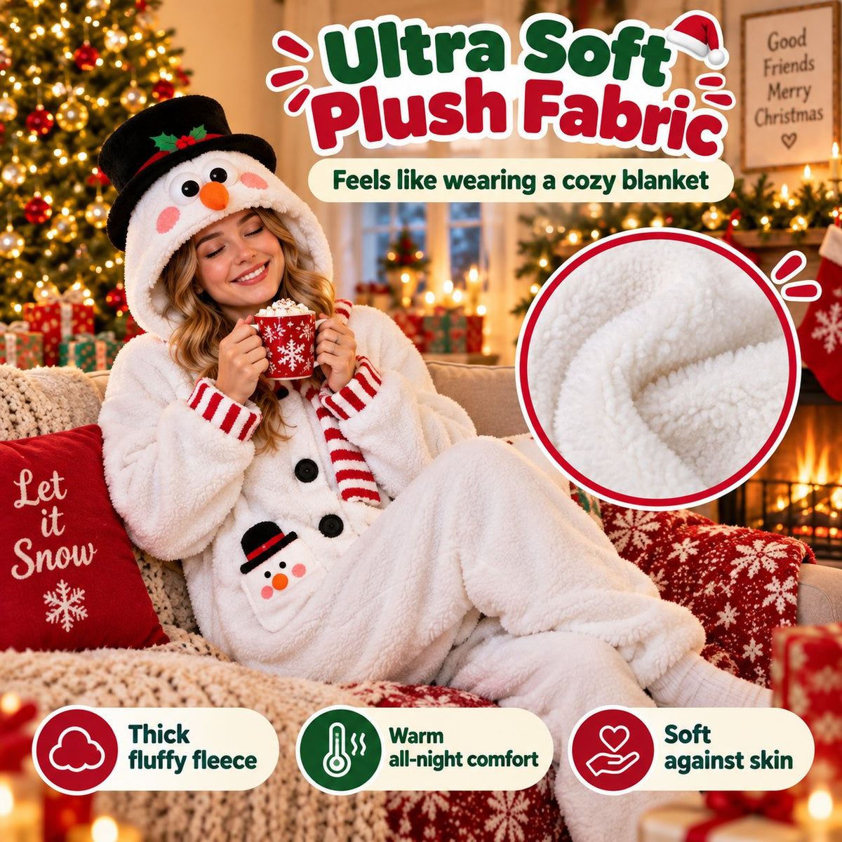 Goofy Mouth Christmas Plush Onesie | Soft Fluffy Family Holiday Costume