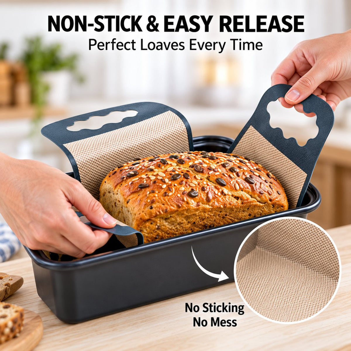 🍞 Premium Food-Grade Silicone Bread Loaf Pan Liners | Easy Lift & Mess-Free Sourdough Baking 💛