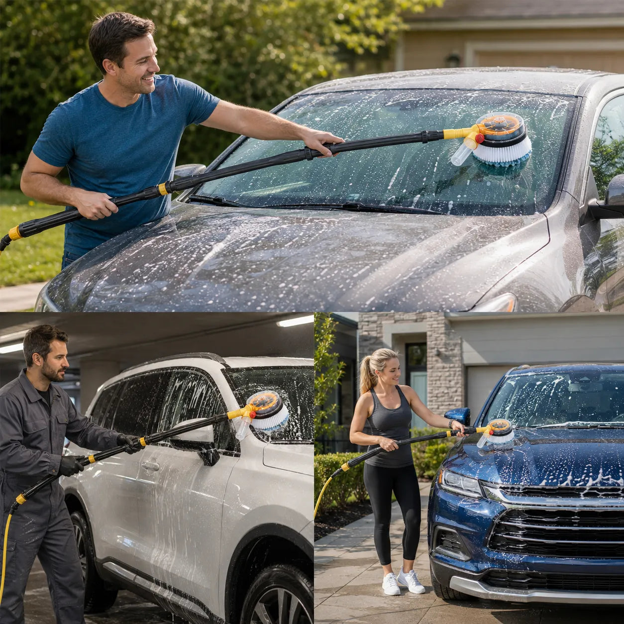 Water‑Powered Auto Rotating Car Wash Brush for Home Garage Car Care