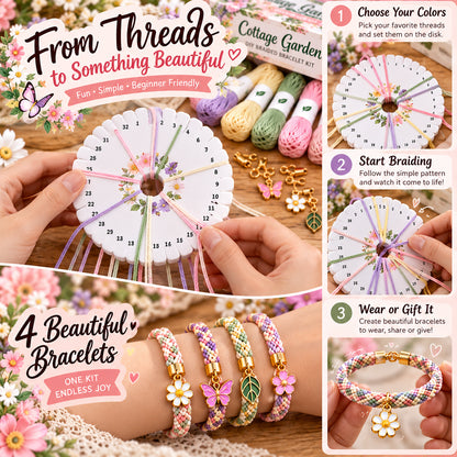 🔥50% Off Last Day - BUY 3 GET 1 FREE🌸Cottage Garden Kumihimo Bracelet Making Kit – DIY Braided Friendship Bracelets & Creative Gift Set