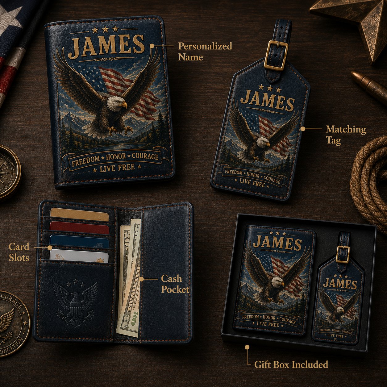 Personalised Men's Passport Cover and Luggage Tag Set — The Perfect Gift for Him