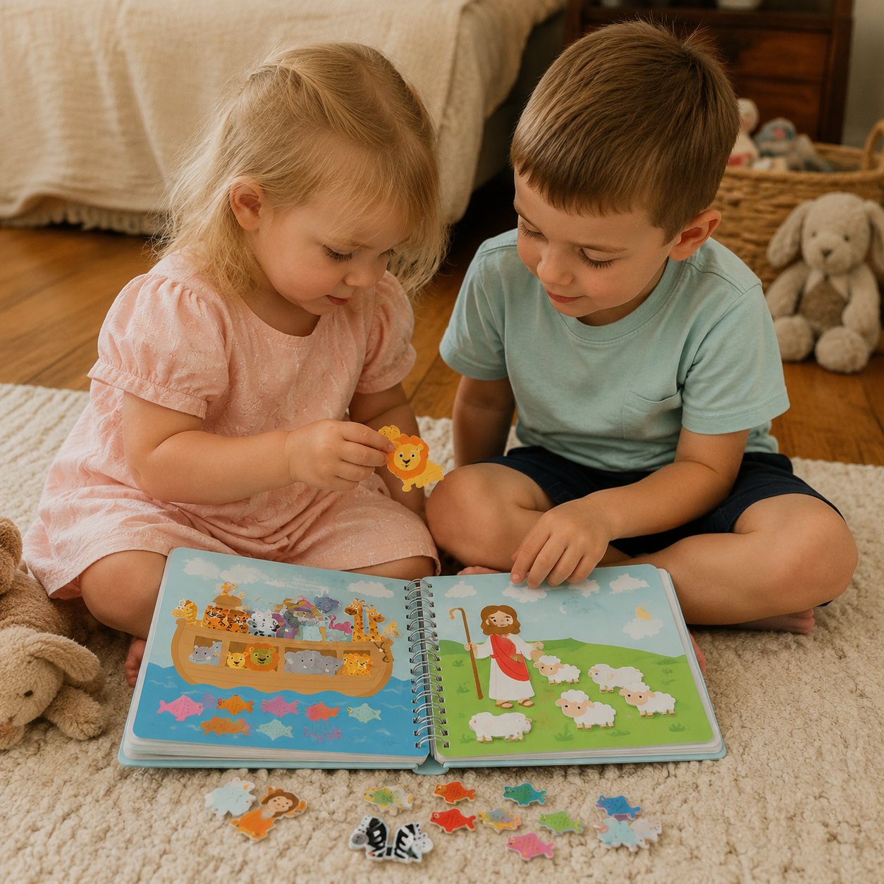 ✝️ Bible Busy Book for Toddlers | Montessori Christian Quiet Book with 152 Velcro Pieces & 15 Faith Activities