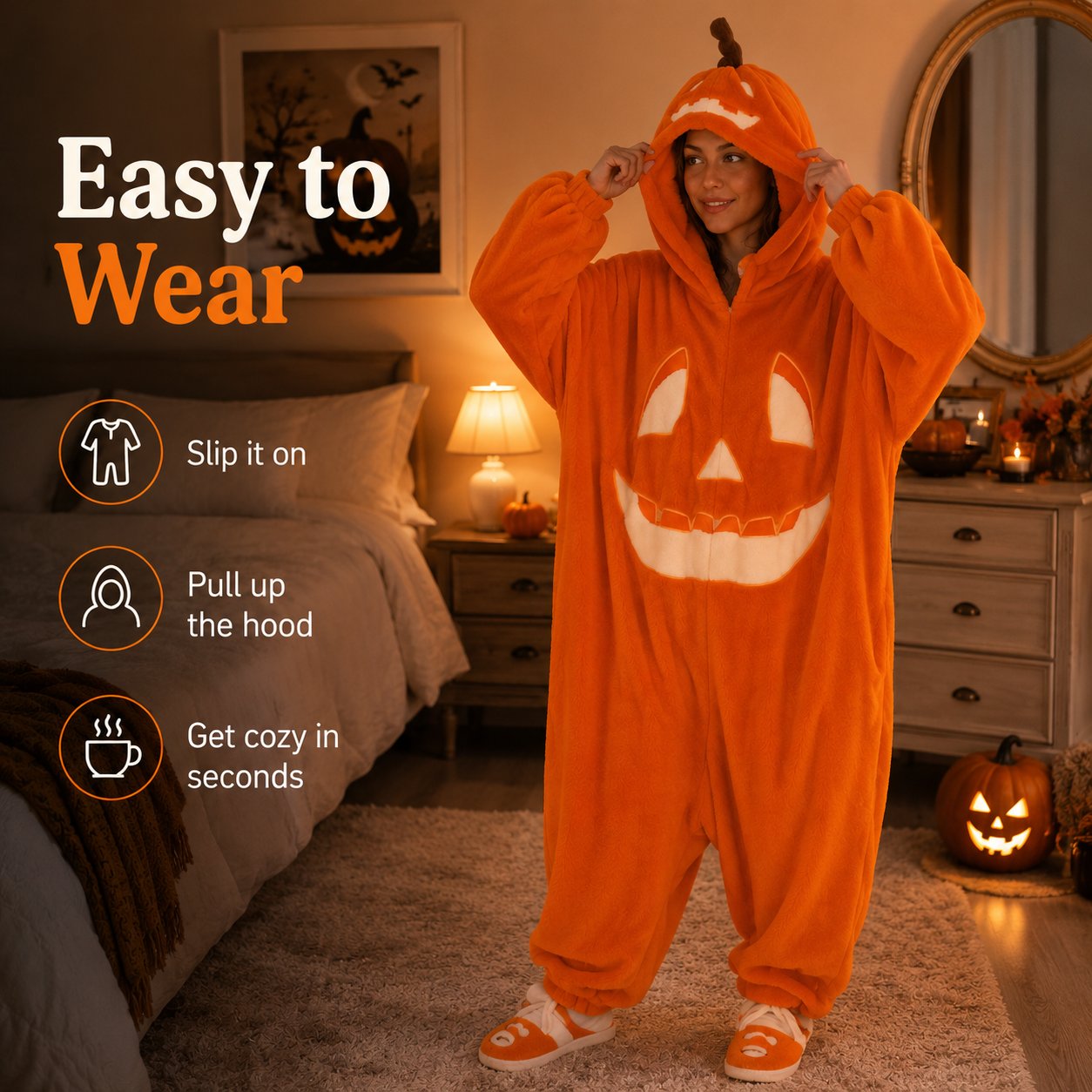 🎃 Cozy Pumpkin Onesie Pajamas – Ultra-Soft, Warm & Halloween-Ready 👻🧡