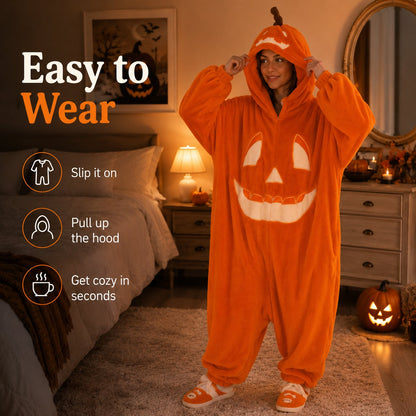 🎃 Cozy Pumpkin Onesie Pajamas – Ultra-Soft, Warm & Halloween-Ready 👻🧡