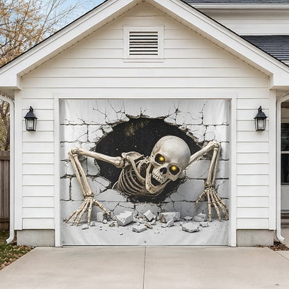 👻Scary Skeleton Breakthrough Garage Door Banner
