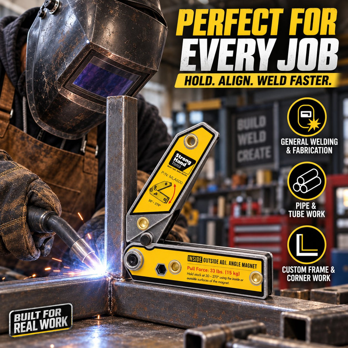 Dual Magnet Welding Angle Holder | Adjustable 30–270 Degree Fixture