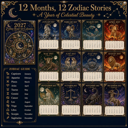⏳ Last Day 49% OFF – 🌙 Beginner-Friendly 2027 Twelve Zodiac Bead Art Calendar Kit | Complete Kit with Zodiac Design Base, Decorative Beads & Step-by-Step Guide Included 💕