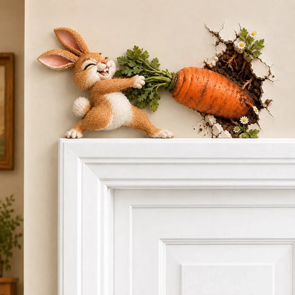 🐰 Funny Bunny Pulling Carrot Wall Decor