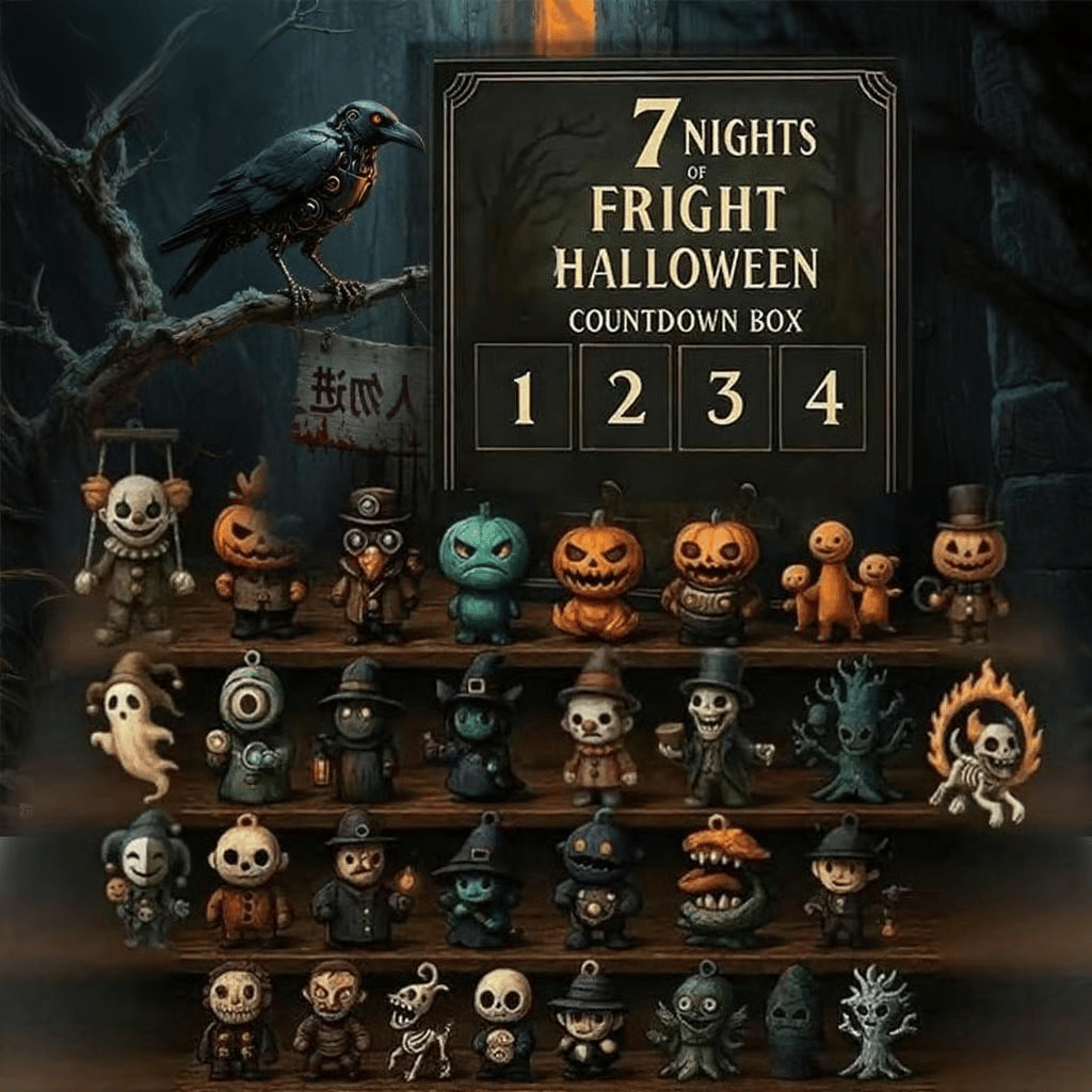 ⏳ Last Day 49% OFF – 🎃 31 Nights of Fright Halloween Countdown Box | 31 Unique Mini Figurines, Hanging Charms & Spooky Collectibles with No Repeats 👻✨
