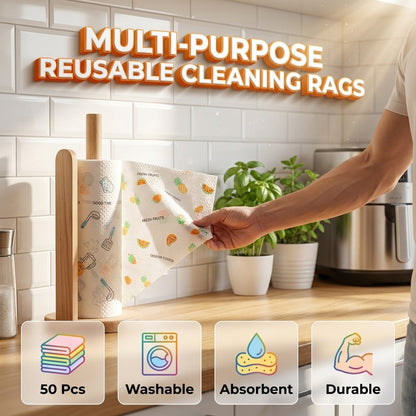 🔥 50PCS Reusable Cleaning Rag Roll – Wash, Reuse & Clean More for Less 🌿