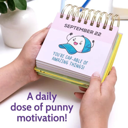 Funny Motivational Desk Calendar – Perpetual Daily Flip Calendar with Cute Puns, Inspirational Office Decor & Gift Idea