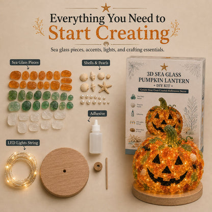 ⏳ Last Day 49% OFF – 🎃 Beginner-Friendly DIY Lighted Sea Glass Halloween Character Kit Collection | Complete Kit with Sea Glass Pieces, LED Lights & Step-by-Step Guide Included 💕