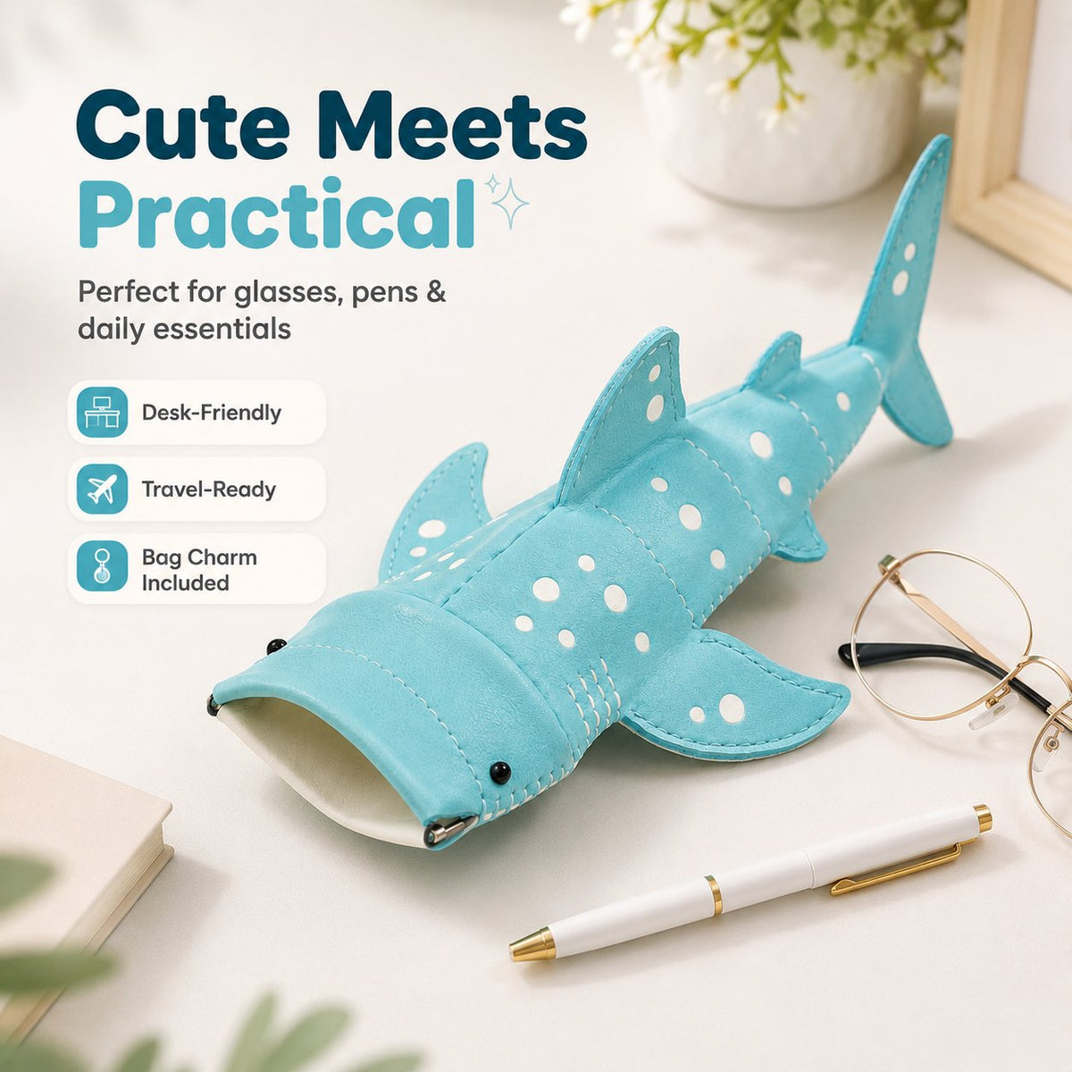 🔥Last Day 49% OFF - 🦈🌊Cute Shark Glasses Case | Shark-Shaped Storage Pouch For Everyday Essentials