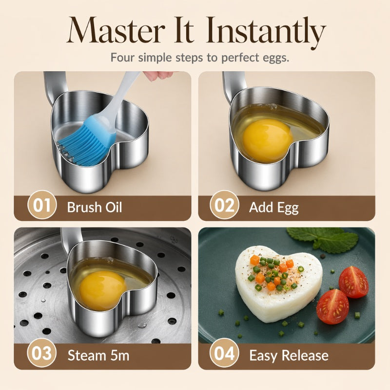 304 Stainless Steel Egg Ring Mold – 5 Fun Breakfast Shapes